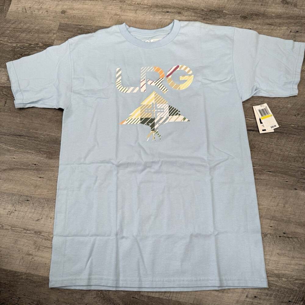 LRG Lifted Research Group T-Shirt Mens Medium Blue Logo Graphic 100% Cotton NEW